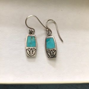 Dainty turquoise silver earrings